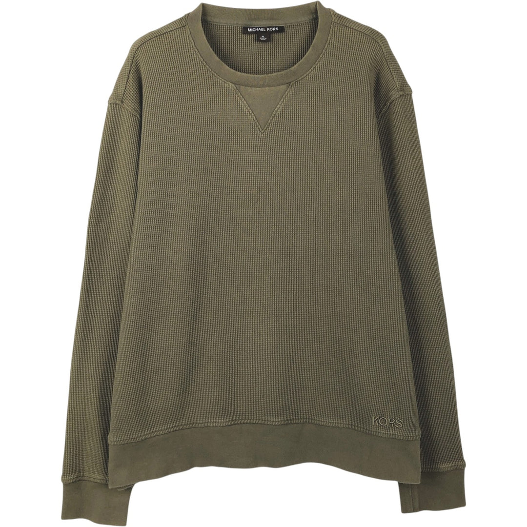 MICHAEL KORS Thermal Long-Sleeve T-Shirt, Waffle Pattern, Men's Size XL (equivalent) cotton Khaki type Vintage Second Hand