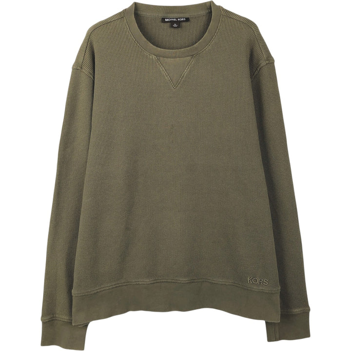 MICHAEL KORS Thermal Long-Sleeve T-Shirt, Waffle Pattern, Men's Size XL (equivalent) cotton Khaki type Vintage Second Hand