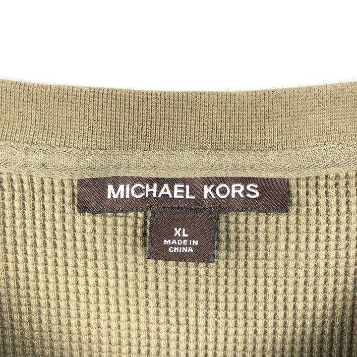 MICHAEL KORS Thermal Long-Sleeve T-Shirt, Waffle Pattern, Men's Size XL (equivalent) cotton Khaki type Vintage Second Hand