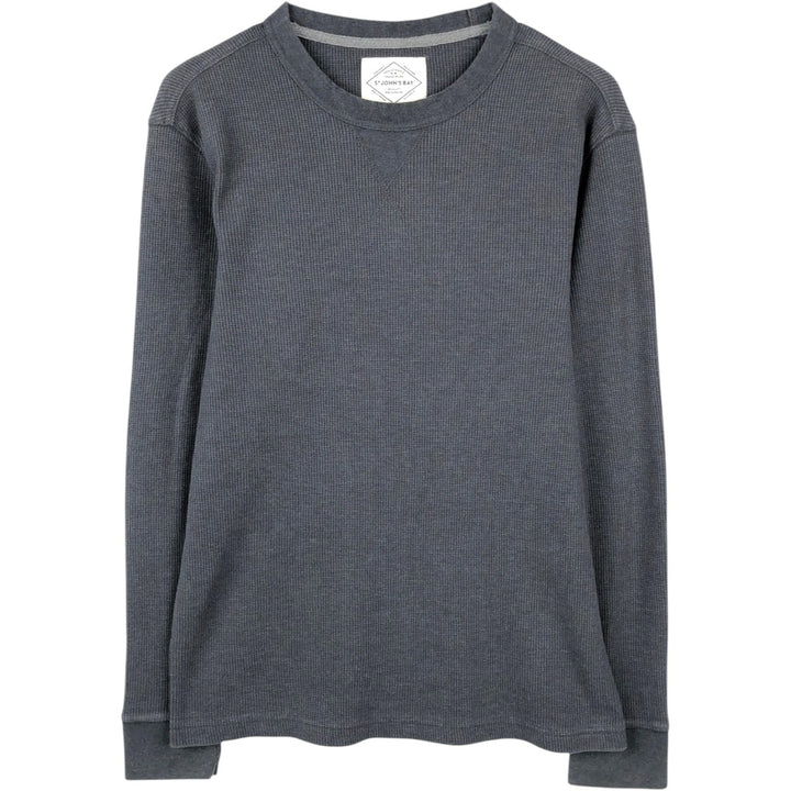 St. John's Bay Thermal Long-Sleeve T-Shirt, Waffle Knit, Men's Size M (equivalent) cotton gray type Vintage Second Hand