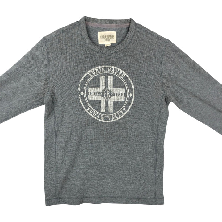 Eddie Bauer Thermal Long-Sleeve T-Shirt, Waffle Pattern, Men's Size S (equivalent) cotton gray type Vintage Second Hand