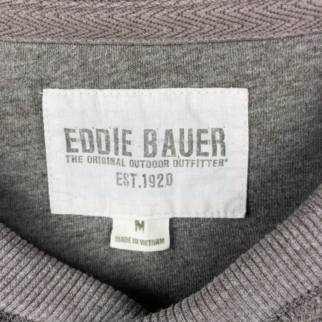 Eddie Bauer Henley Neck Thermal Long T-Shirt Waffle Men's M Size cotton beige type brown Vintage Second Hand