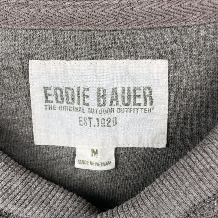 Eddie Bauer Henley Neck Thermal Long T-Shirt Waffle Men's M Size cotton beige type brown Vintage Second Hand