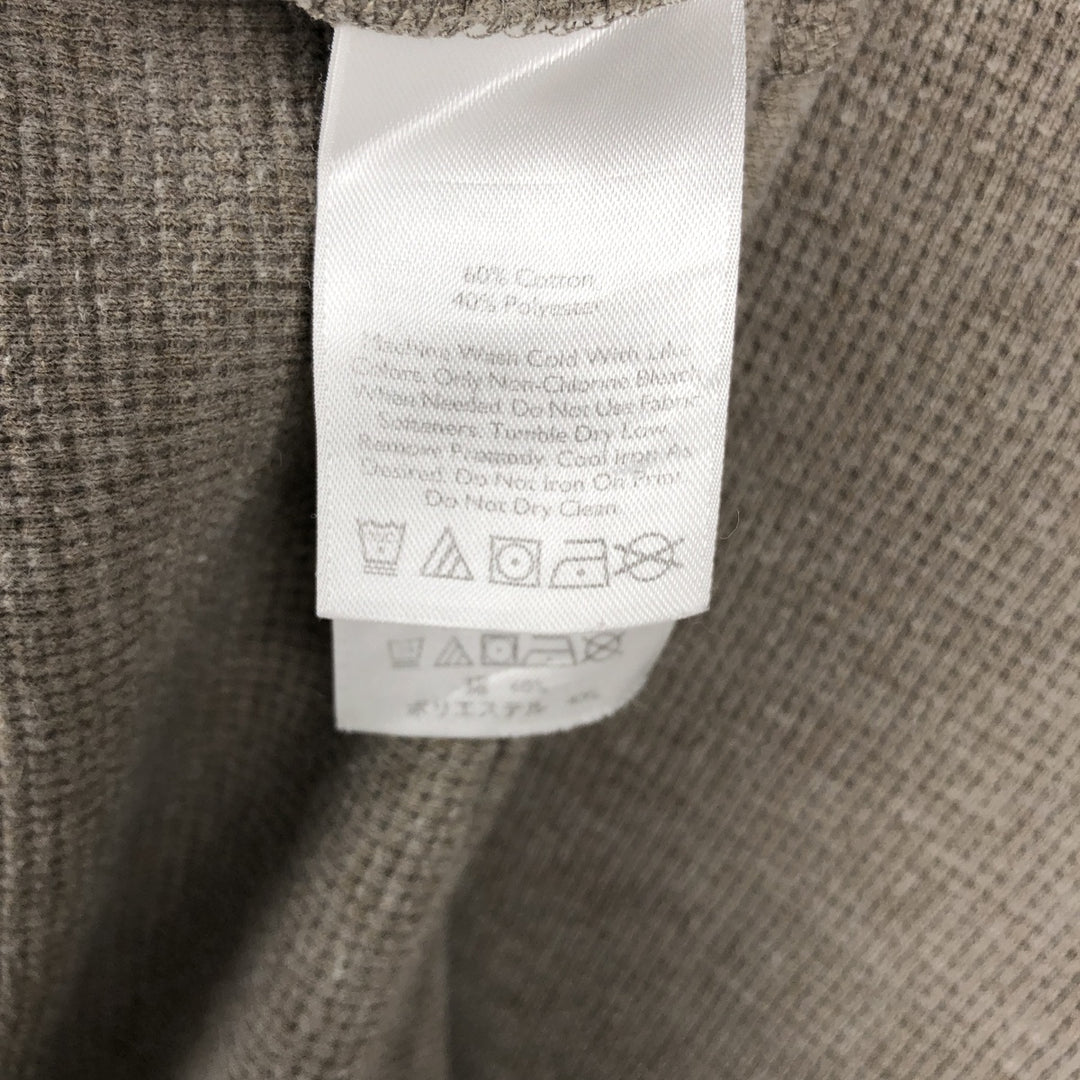 Eddie Bauer Henley Neck Thermal Long T-Shirt Waffle Men's M Size cotton beige type brown Vintage Second Hand
