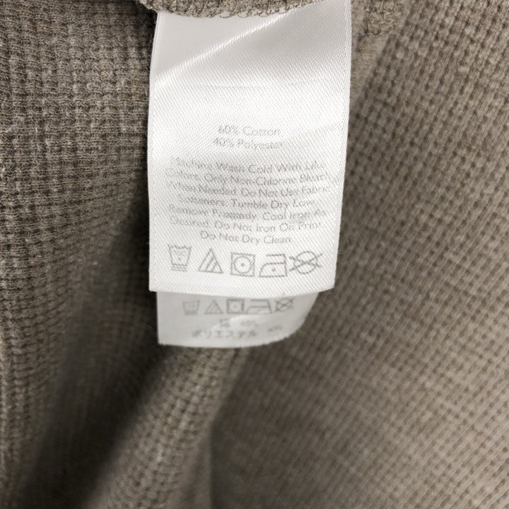 Eddie Bauer Henley Neck Thermal Long T-Shirt Waffle Men's M Size cotton beige type brown Vintage Second Hand