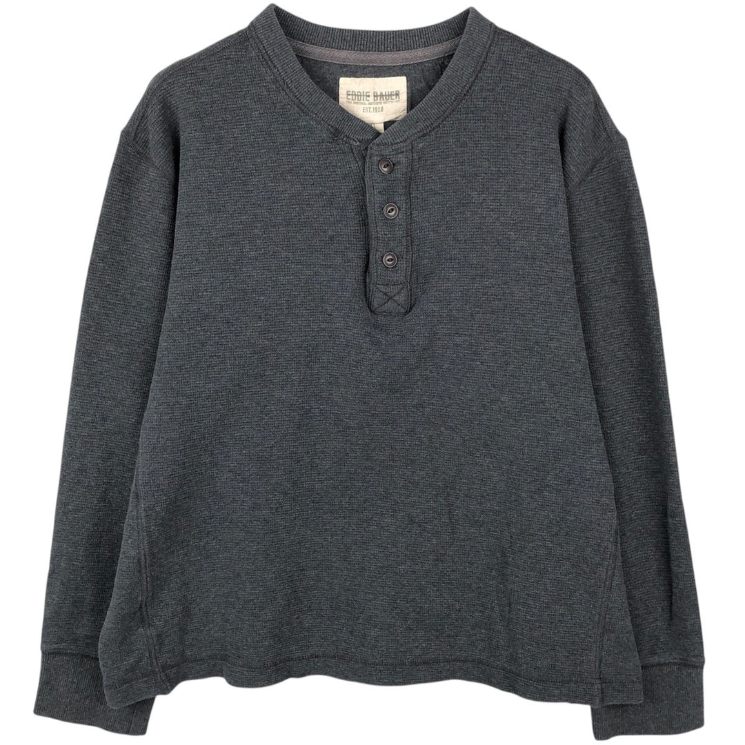 Eddie Bauer Men's Waffle Thermal Henley T-Shirt, Size XL cotton gray type Vintage Second Hand