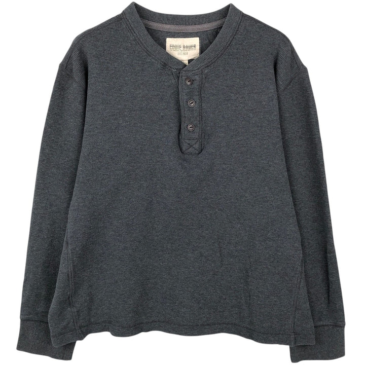 Eddie Bauer Men's Waffle Thermal Henley T-Shirt, Size XL cotton gray type Vintage Second Hand