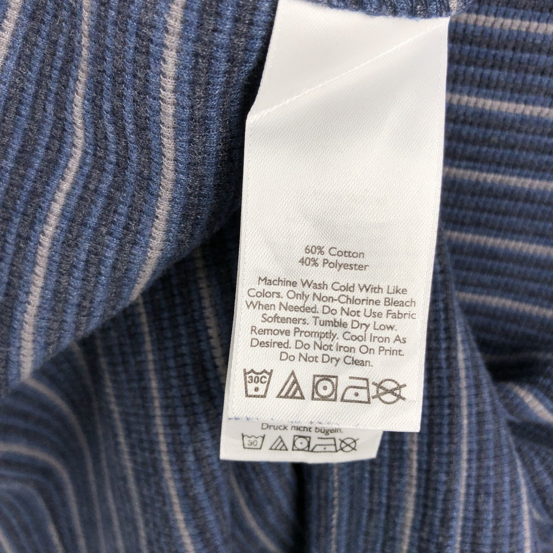 Eddie Bauer Border Pattern Thermal Long-Sleeve T-Shirt (Waffle Knit) - Men's Size L (approx.) cotton blue type Vintage Second Hand