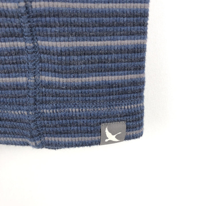 Eddie Bauer Border Pattern Thermal Long-Sleeve T-Shirt (Waffle Knit) - Men's Size L (approx.) cotton blue type Vintage Second Hand