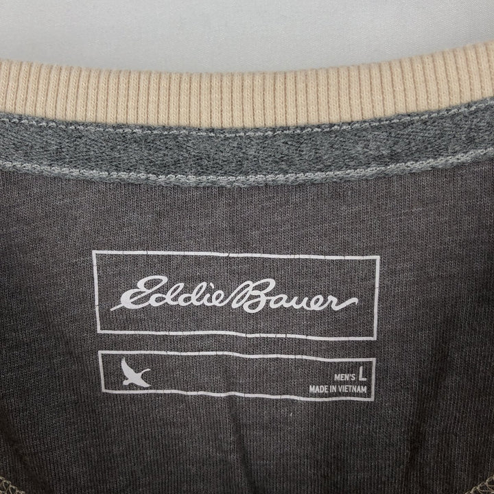 Eddie Bauer Men's Thermal Long Sleeve T-Shirt, Waffle Henley, Size L cotton Beige type Vintage Second Hand