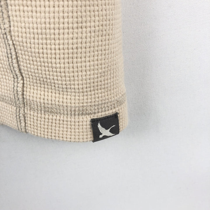 Eddie Bauer Men's Thermal Long Sleeve T-Shirt, Waffle Henley, Size L cotton Beige type Vintage Second Hand