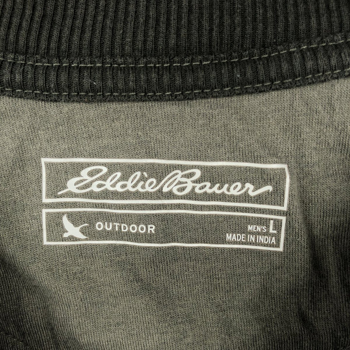 Eddie Bauer Border Pattern Thermal Long-Sleeve T-Shirt (Waffle Knit) - Men's Size L (approx.) cotton Khaki type Vintage Second Hand