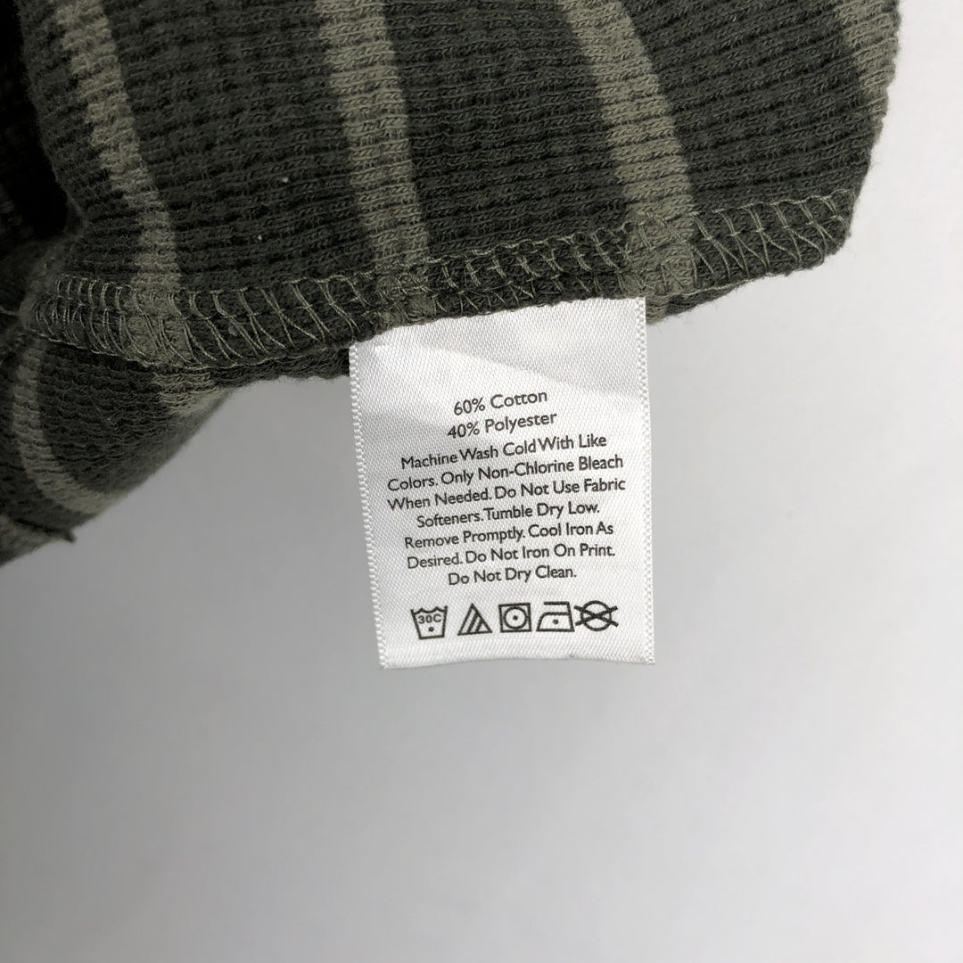 Eddie Bauer Border Pattern Thermal Long-Sleeve T-Shirt (Waffle Knit) - Men's Size L (approx.) cotton Khaki type Vintage Second Hand