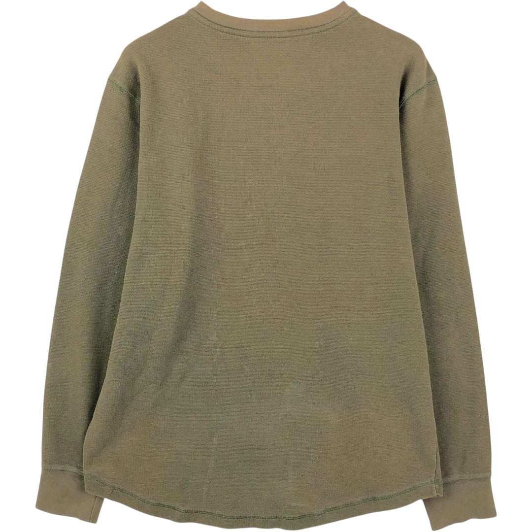 Carhartt Relaxed Fit Henley Neck Thermal Long-Sleeve T-Shirt, Men's Size L (approx.) cotton Khaki type Vintage Second Hand
