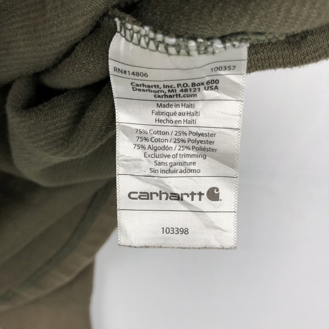 Carhartt Relaxed Fit Henley Neck Thermal Long-Sleeve T-Shirt, Men's Size L (approx.) cotton Khaki type Vintage Second Hand