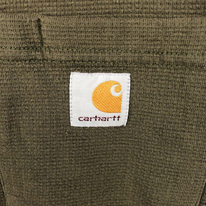 Carhartt Relaxed Fit Henley Neck Thermal Long-Sleeve T-Shirt, Men's Size L (approx.) cotton Khaki type Vintage Second Hand