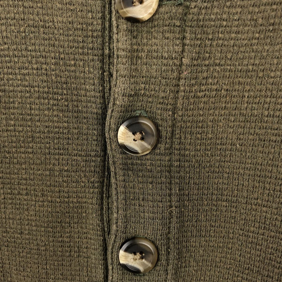 Carhartt Relaxed Fit Henley Neck Thermal Long-Sleeve T-Shirt, Men's Size L (approx.) cotton Khaki type Vintage Second Hand