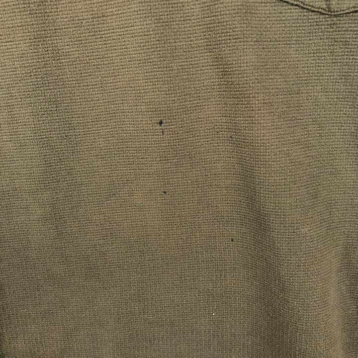 Carhartt Relaxed Fit Henley Neck Thermal Long-Sleeve T-Shirt, Men's Size L (approx.) cotton Khaki type Vintage Second Hand