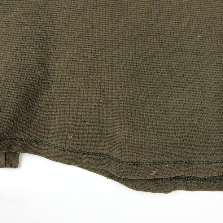 Carhartt Relaxed Fit Henley Neck Thermal Long-Sleeve T-Shirt, Men's Size L (approx.) cotton Khaki type Vintage Second Hand