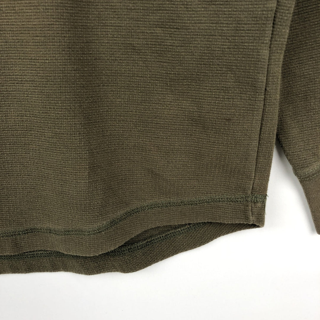 Carhartt Relaxed Fit Henley Neck Thermal Long-Sleeve T-Shirt, Men's Size L (approx.) cotton Khaki type Vintage Second Hand