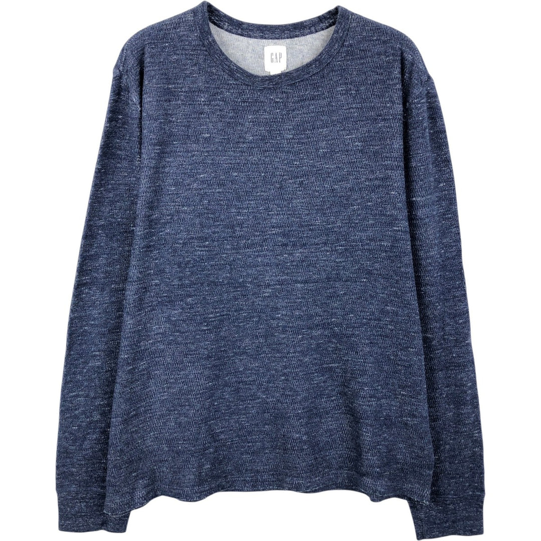 GAP Thermal Long-Sleeve T-Shirt, Honeycomb Pattern, Men's Size M (equivalent) cotton navy blue type Vintage Second Hand