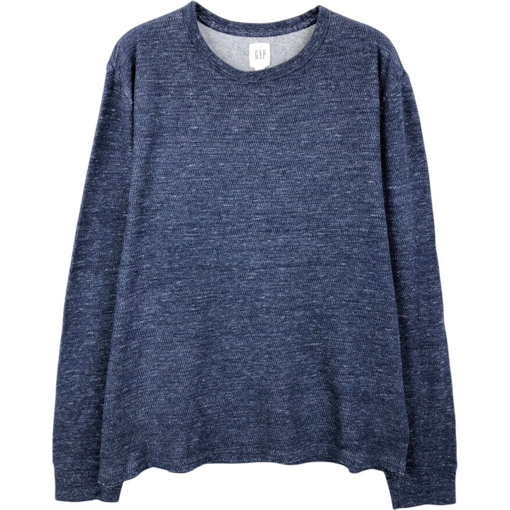 GAP Thermal Long-Sleeve T-Shirt, Honeycomb Pattern, Men's Size M (equivalent) cotton navy blue type Vintage Second Hand