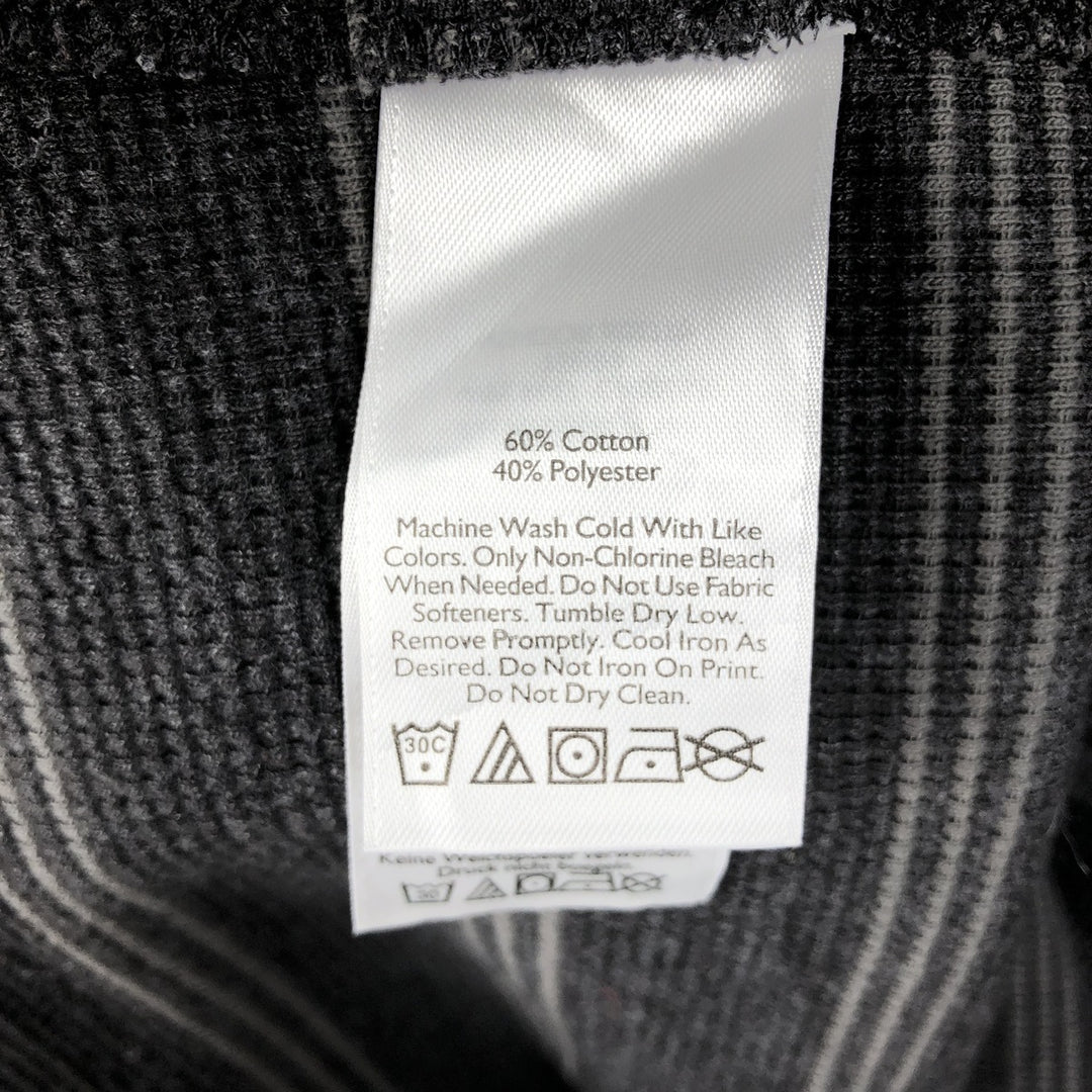 Eddie Bauer Border Pattern Henley Neck Thermal Long-Sleeve T-Shirt (Waffle Knit) - Men's Size L (approx.) cotton black type Vintage Second Hand