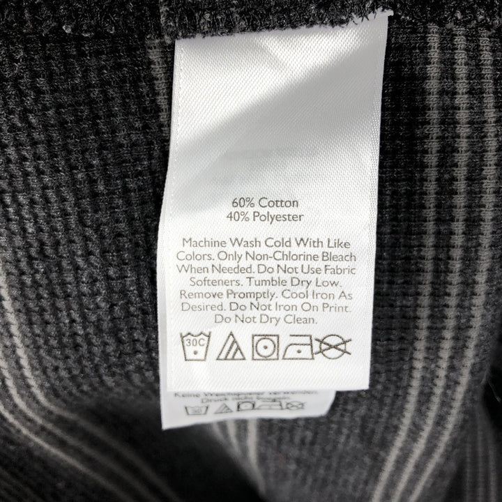 Eddie Bauer Border Pattern Henley Neck Thermal Long-Sleeve T-Shirt (Waffle Knit) - Men's Size L (approx.) cotton black type Vintage Second Hand