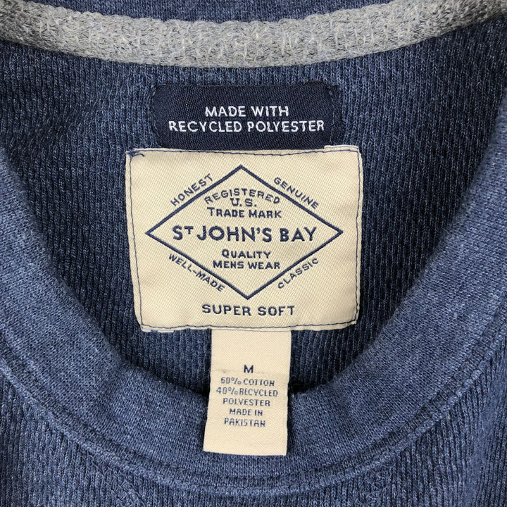 St. John's Bay Thermal Long-Sleeve T-Shirt, Honeycomb Pattern, Men's Size M (equivalent) cotton blue type Vintage Second Hand
