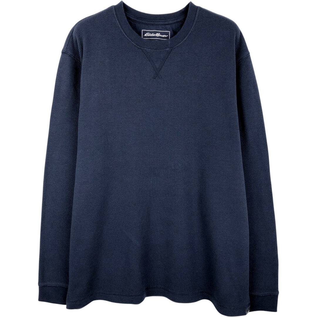 Eddie Bauer Thermal T-Shirt, Waffle, Men's XL cotton navy blue type Vintage Second Hand