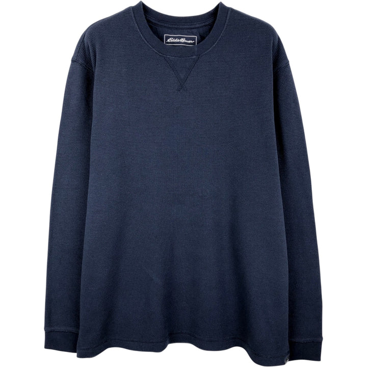 Eddie Bauer Thermal T-Shirt, Waffle, Men's XL cotton navy blue type Vintage Second Hand