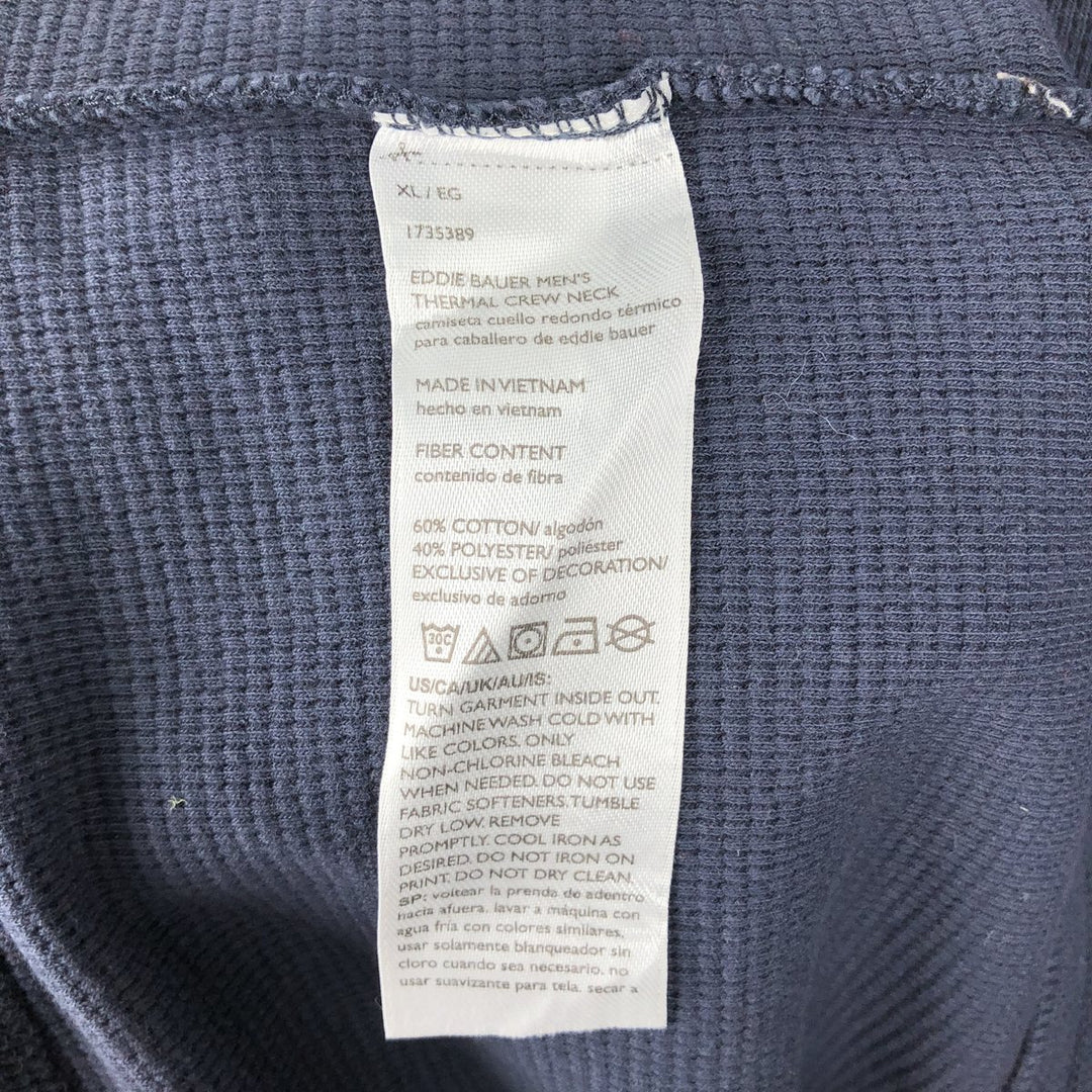 Eddie Bauer Thermal T-Shirt, Waffle, Men's XL cotton navy blue type Vintage Second Hand
