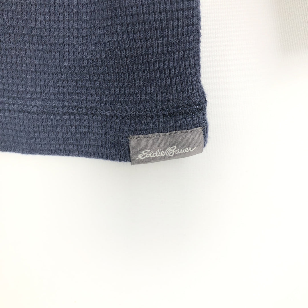 Eddie Bauer Thermal T-Shirt, Waffle, Men's XL cotton navy blue type Vintage Second Hand