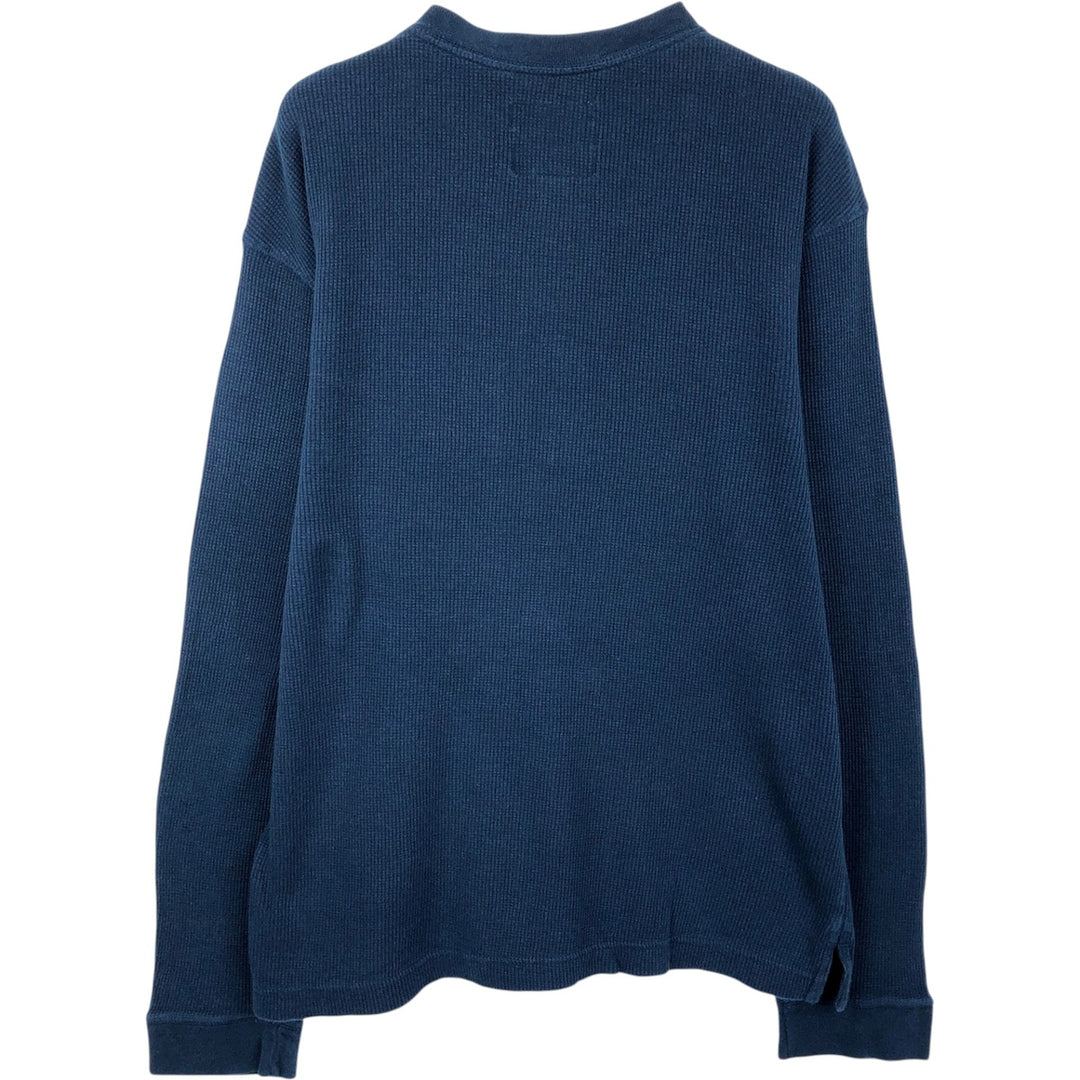 St. John's Bay Henley Neck Thermal Long-Sleeve T-Shirt, Men's Size L (approx.) cotton navy blue type Vintage Second Hand
