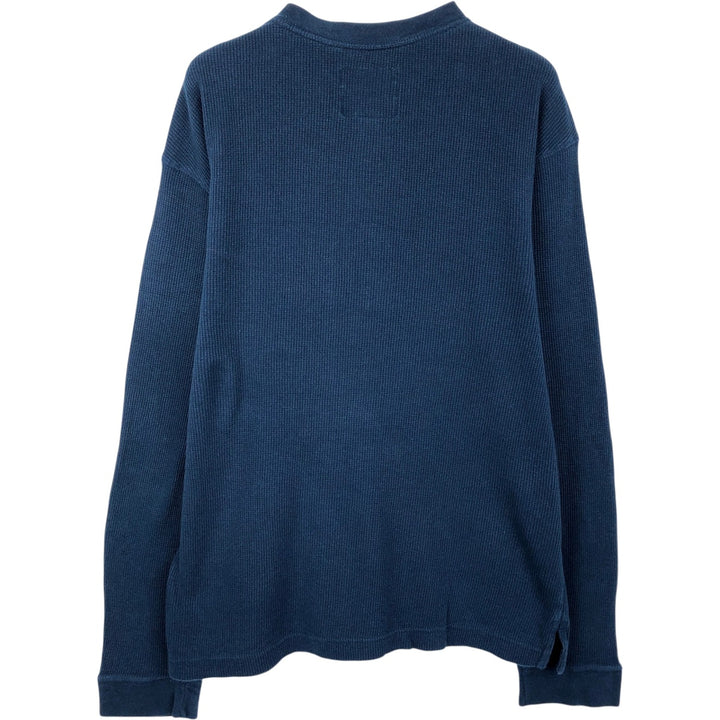 St. John's Bay Henley Neck Thermal Long-Sleeve T-Shirt, Men's Size L (approx.) cotton navy blue type Vintage Second Hand