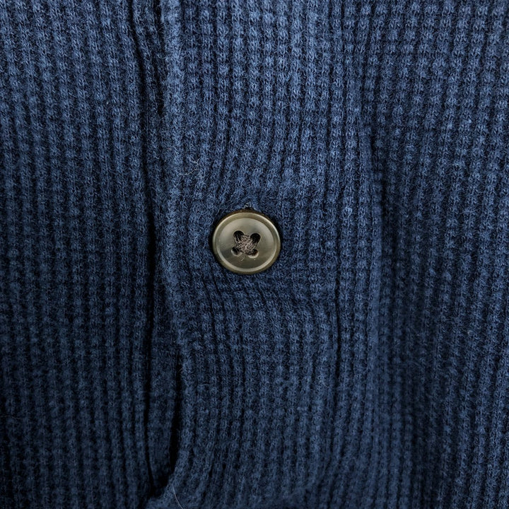 St. John's Bay Henley Neck Thermal Long-Sleeve T-Shirt, Men's Size L (approx.) cotton navy blue type Vintage Second Hand