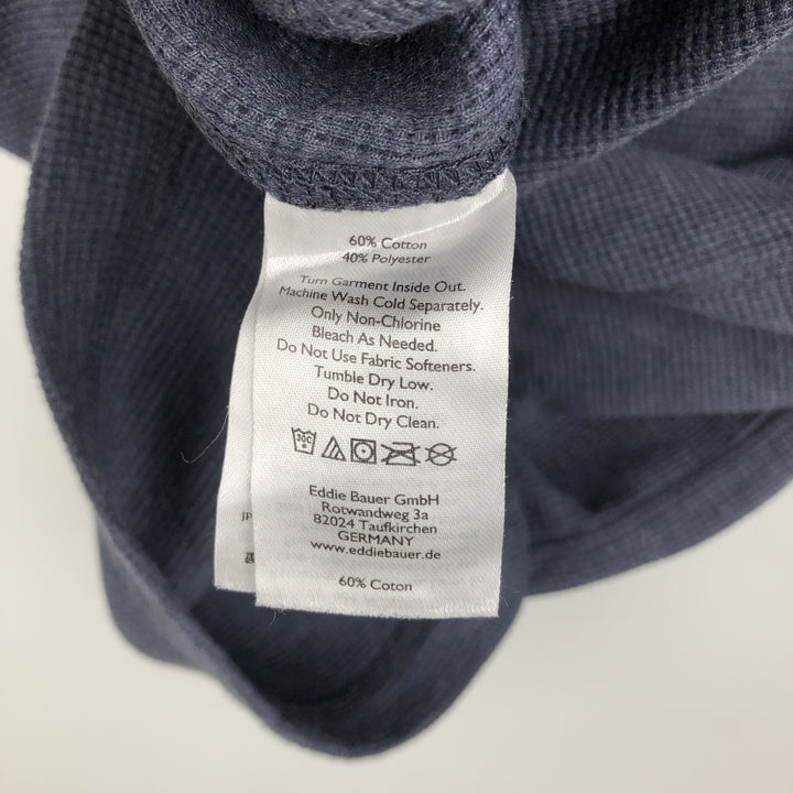 Eddie Bauer Henley Neck Thermal Long T-Shirt Waffle Men's M Size cotton blue type Vintage Second Hand