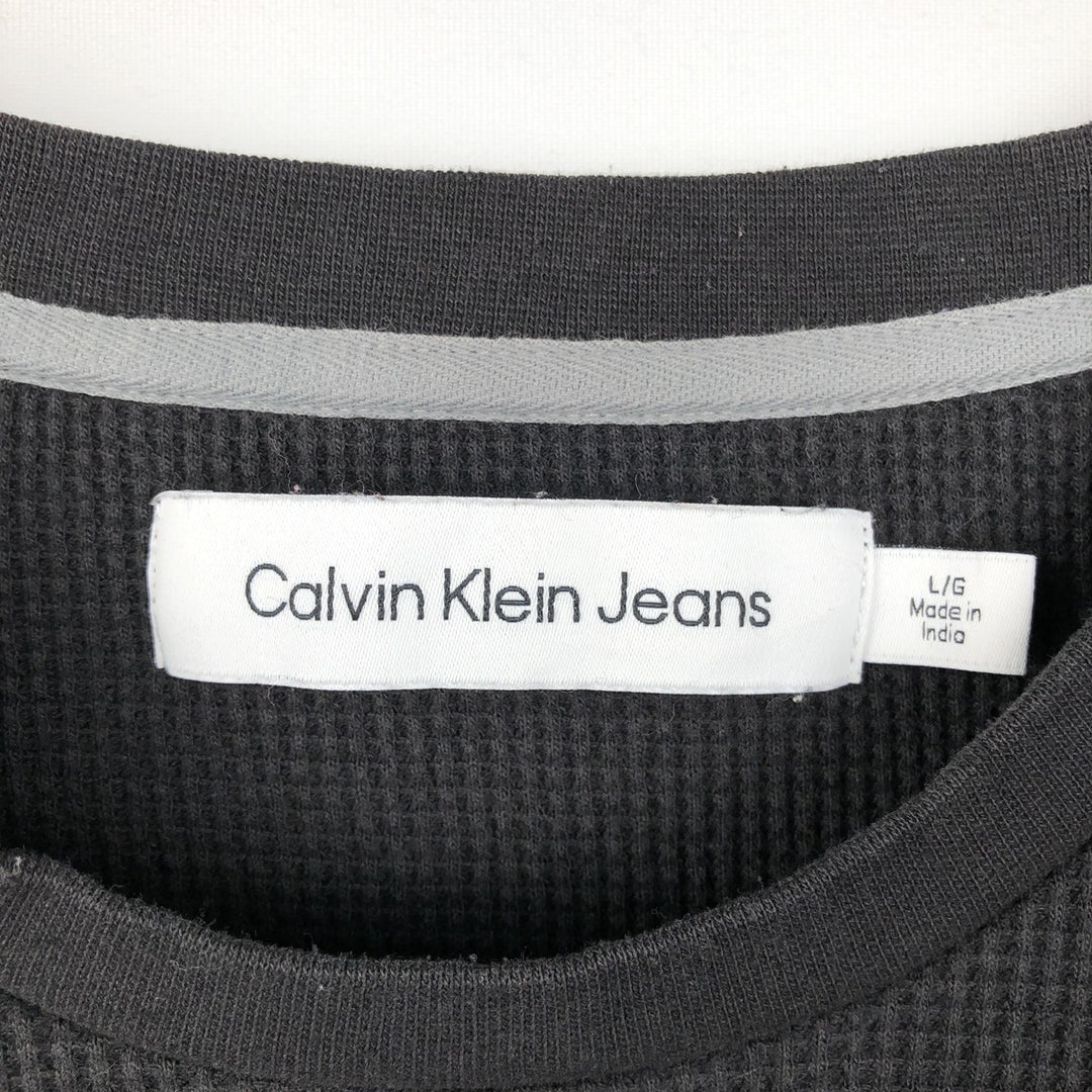 Calvin Klein Jeans Thermal Long T-Shirt, Waffle, Men's Size L cotton black type Vintage Second Hand
