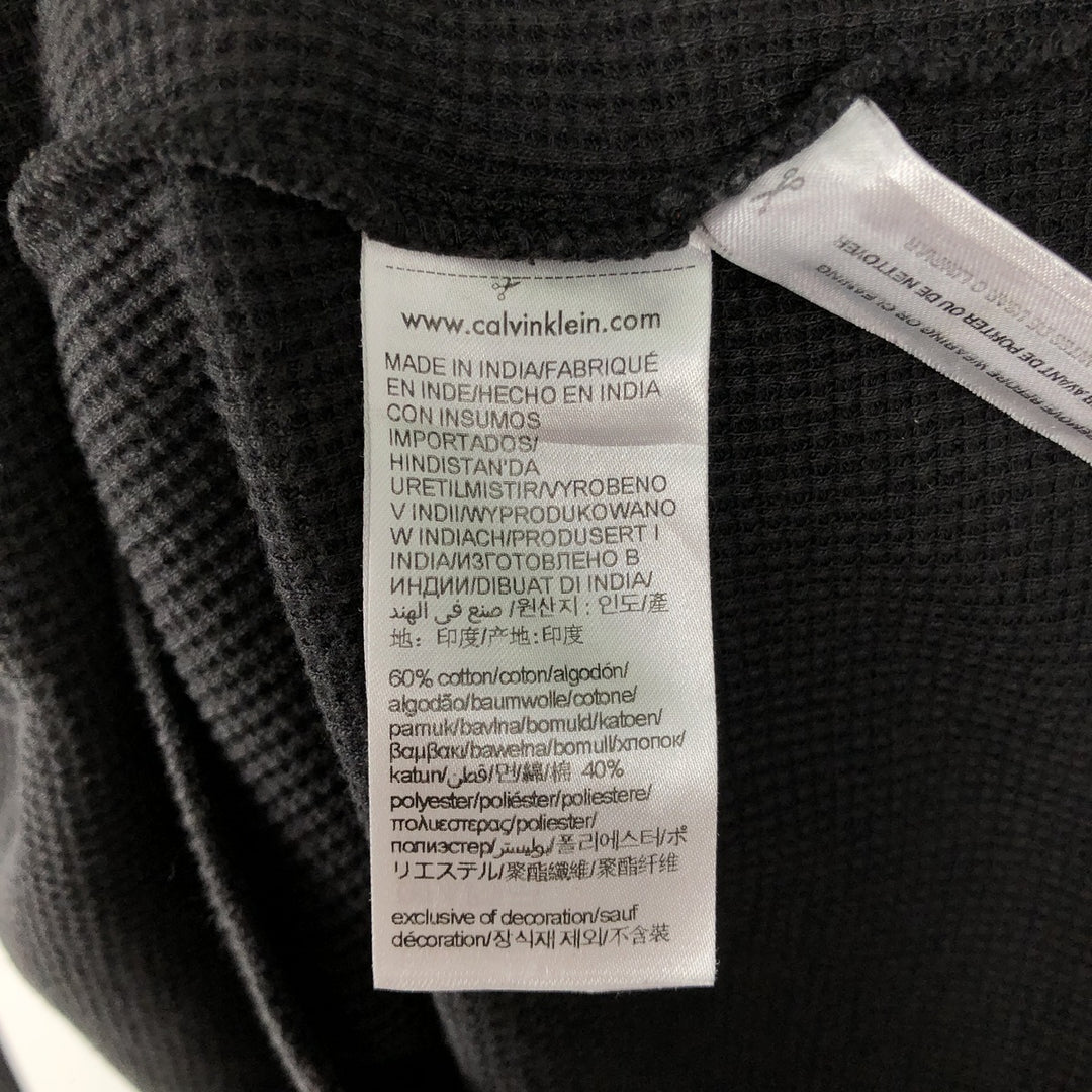 Calvin Klein Jeans Thermal Long T-Shirt, Waffle, Men's Size L cotton black type Vintage Second Hand