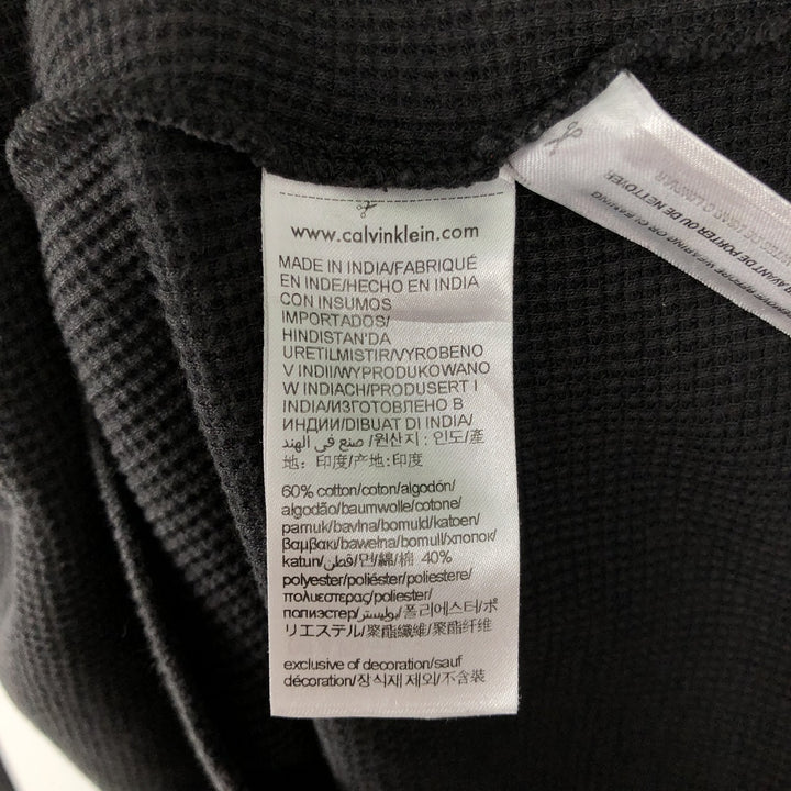 Calvin Klein Jeans Thermal Long T-Shirt, Waffle, Men's Size L cotton black type Vintage Second Hand