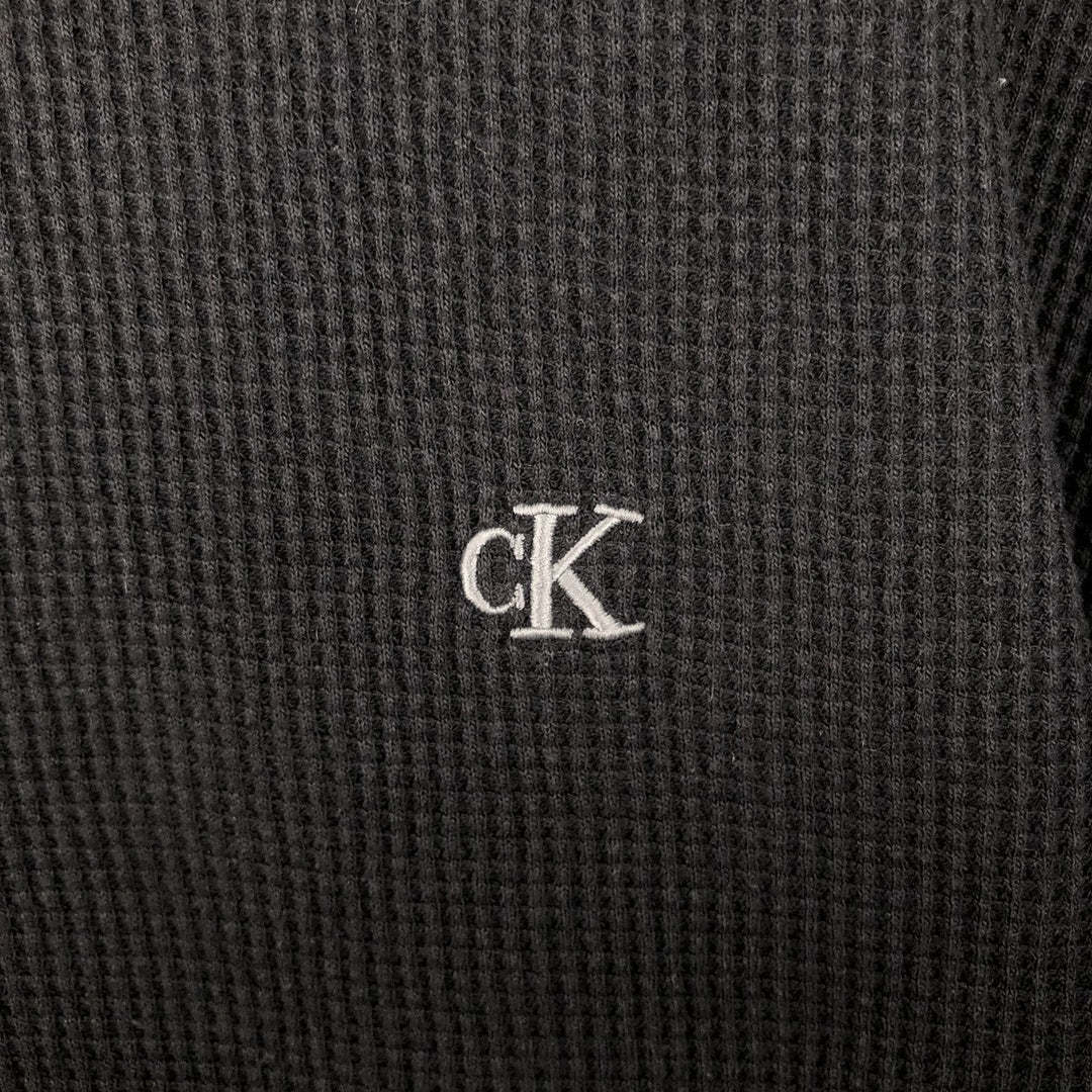 Calvin Klein Jeans Thermal Long T-Shirt, Waffle, Men's Size L cotton black type Vintage Second Hand