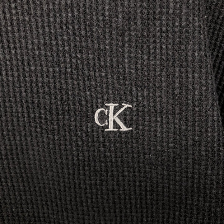 Calvin Klein Jeans Thermal Long T-Shirt, Waffle, Men's Size L cotton black type Vintage Second Hand