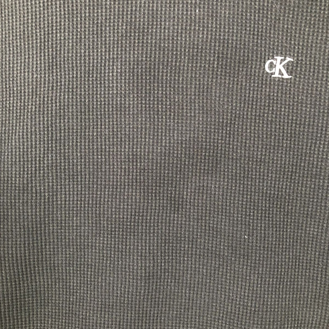 Calvin Klein Jeans Thermal Long T-Shirt, Waffle, Men's Size L cotton black type Vintage Second Hand