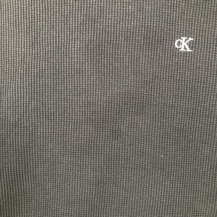 Calvin Klein Jeans Thermal Long T-Shirt, Waffle, Men's Size L cotton black type Vintage Second Hand