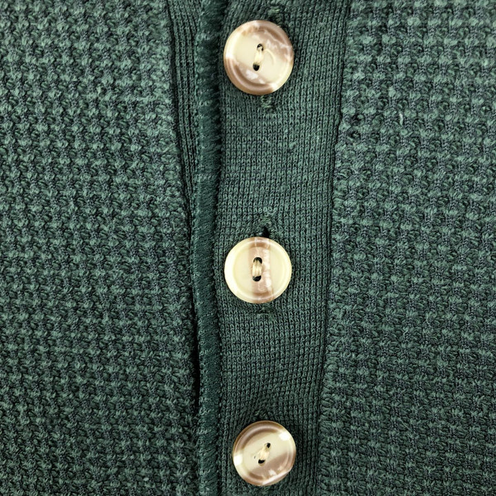 NORTHWEST TERRITORY Henley Neck Thermal Long-Sleeve T-Shirt, Waffle Knit, Made in USA, Men's Size L (approx.) cotton green type Vintage Second Hand