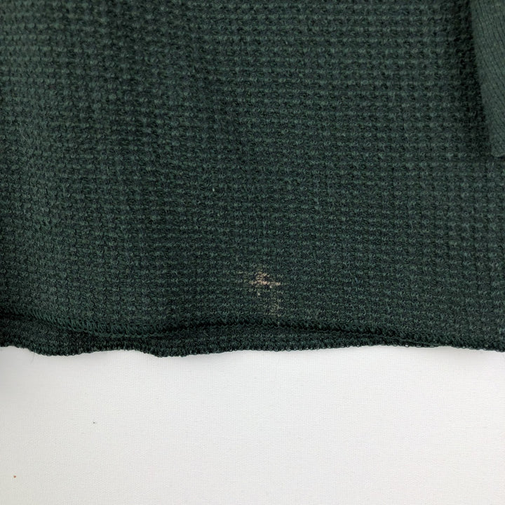 NORTHWEST TERRITORY Henley Neck Thermal Long-Sleeve T-Shirt, Waffle Knit, Made in USA, Men's Size L (approx.) cotton green type Vintage Second Hand