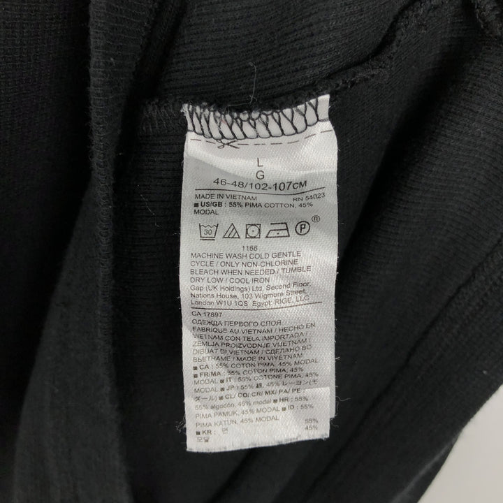 Banana Republic Men's Thermal Waffle Henley T-Shirt, Size L Pima Cotton black type Vintage Second Hand