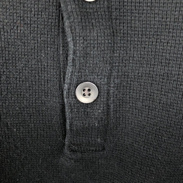 Banana Republic Men's Thermal Waffle Henley T-Shirt, Size L Pima Cotton black type Vintage Second Hand