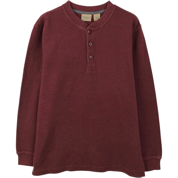 90s-00'S LLBean Henley Neck Thermal Long-Sleeve T-Shirt, Waffle Knit, Men's Size M (Equivalent), Vintage cotton red type reddish brown Vintage Second Hand
