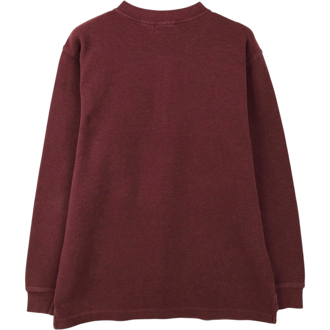 90s-00'S LLBean Henley Neck Thermal Long-Sleeve T-Shirt, Waffle Knit, Men's Size M (Equivalent), Vintage cotton red type reddish brown Vintage Second Hand